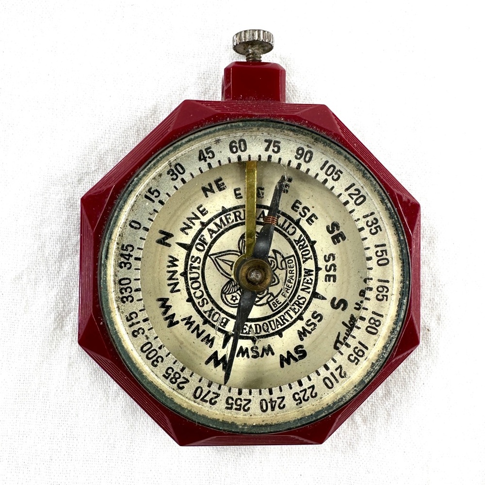Antique 1940s 1075 TAYLOR Official Boy Scouts of America Red Compass Vintage